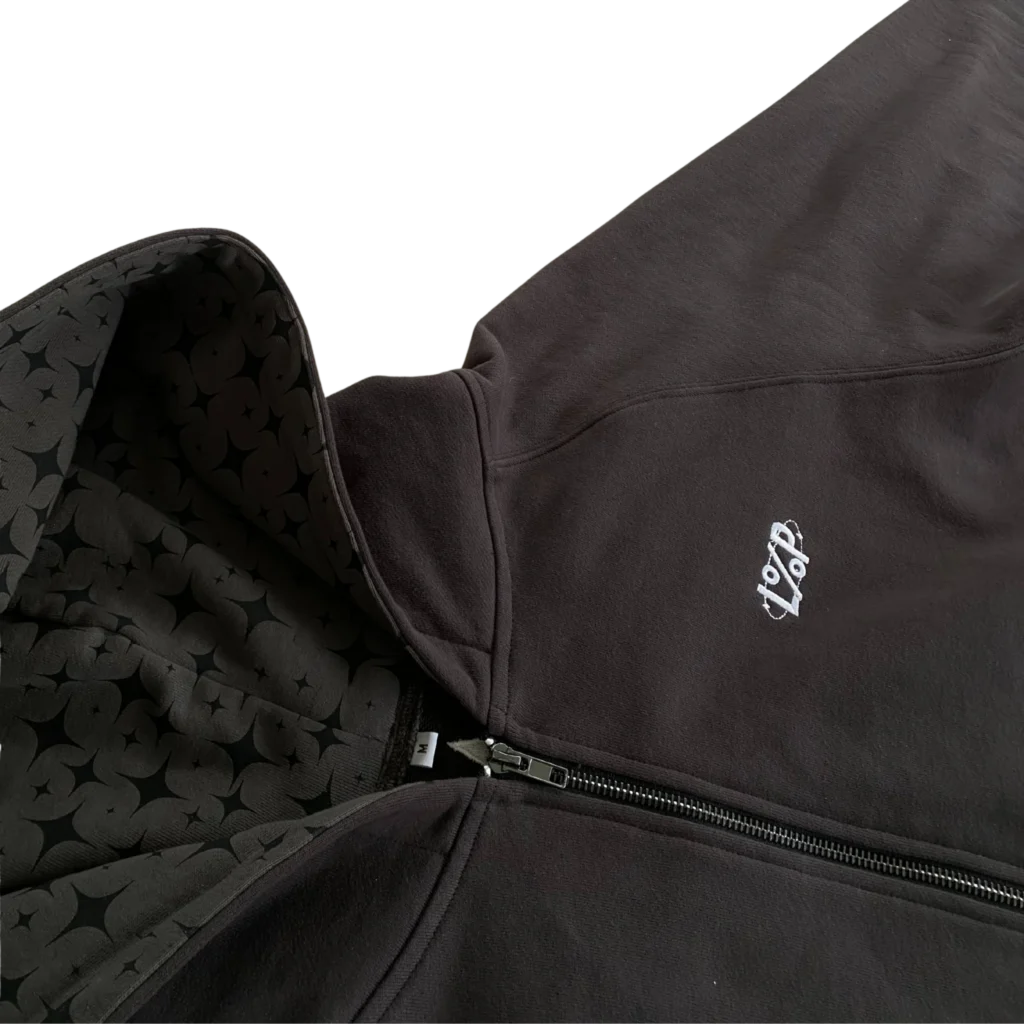 Stars Hoodie hood lining printed with stars, zip detail